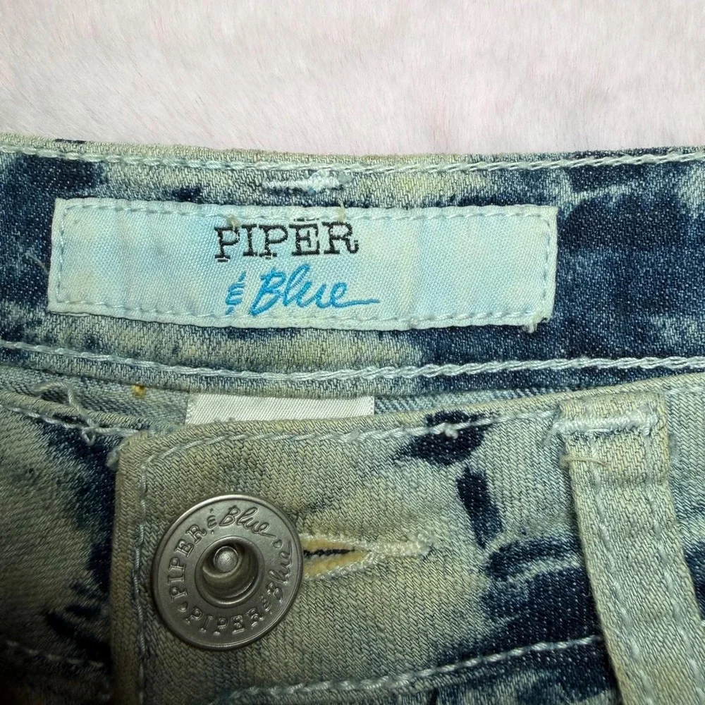 Y2K Piper Blue tie dye denim mini skirt
